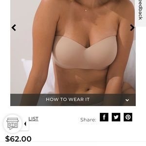 Soma Strapless Enbliss Stay Put Bra Nude Size 36A Wireless